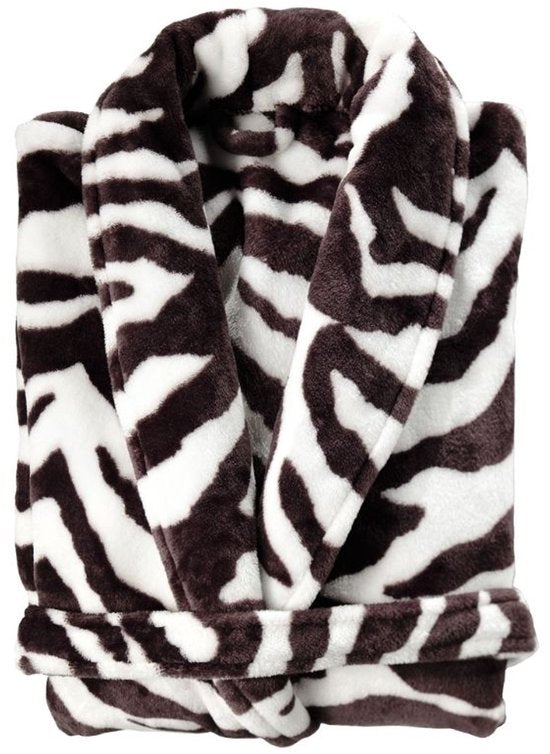 ZoHome Leopard Bademantel lang - Fleece - Größe M - Braun