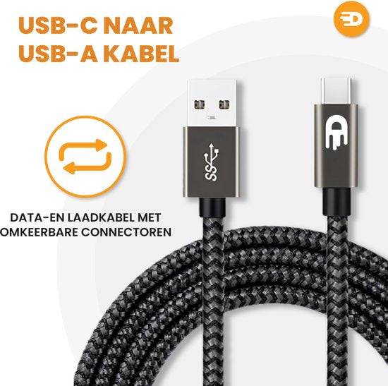 Drivv. USB zu USB C Kabel - Schnellladegerät - USB C Daten- und Ladekabel - 2 Meter - Geeignet für Samsung, iPhone 15 & mehr - Modernes Grau