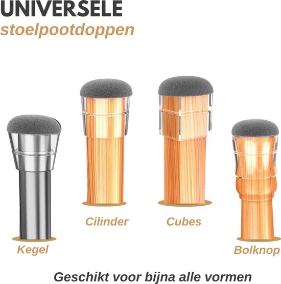 Vaive Stuhlfußschutz, rund, mit Filz – 24 Stück – Stuhlfußkappen Ø 24–30 mm – Bodenschutz für Stühle – Grau