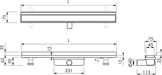 Easydrain Compact 30 Zero Dryphon Duschrinne - Gebürsteter Edelstahl - 800 mm x 64 mm