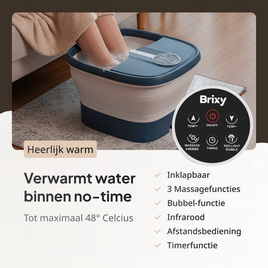 Brixy Foot Bath Automatic Massage - Fußmassagegerät - Elektrisches Fußbad - klappbar - heizt bis zu 48°C - 14L