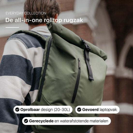 ONYX Rolltop PRO Rucksack 20 bis 30L - Mit Laptopfach - Verstellbarer Rucksack - Reisetasche - Wasserdicht und strapazierfähig - Waldgrün