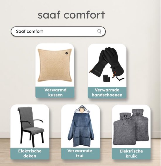 Wärmedecke - Infrarot - Kabellos - Stuhlwärmer - Wärmedecke Stuhl - Wärmedecke - 3 Einstellungen - 40x110 cm - Original Grey - Saaf Comfort