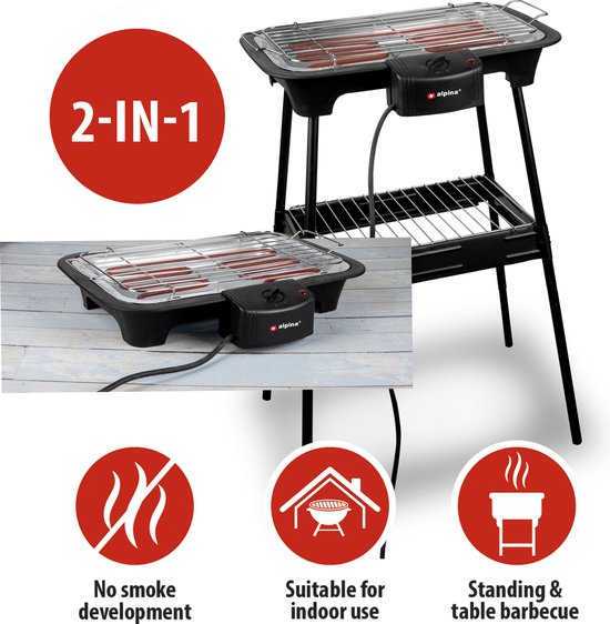 alpina BBQ - Elektrisch - 2-in-1 - Innen und Außen - 2000W