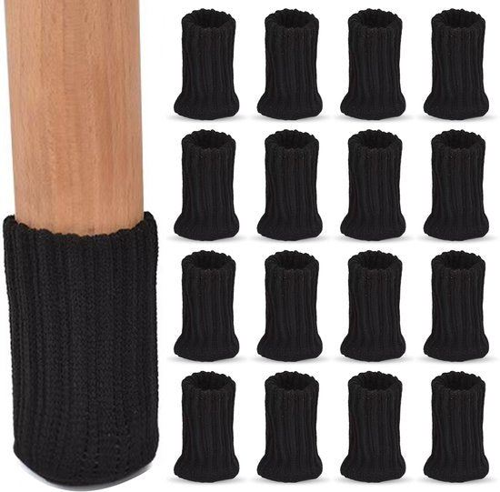 Luft Stuhlbeinschoner - 24 Socken - Mit Anti-Kratz-Filz - Bodenschutz - Stuhlschoner - Rund - Stretch - Schwarz - Stuhlsocken - Kappen für Stuhlbeine - Beine für Möbel