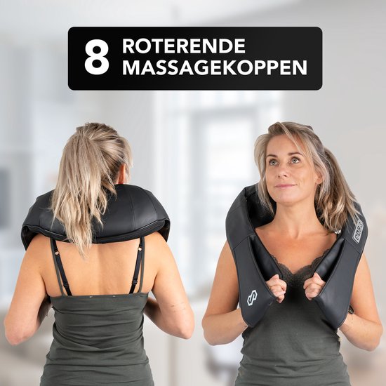 Infinity Goods Shiatsu Massagekissen - Nacken- und Rückenmassage - Wärmefunktion mit Infrarot - 8 verstellbare Massageköpfe - Schwarz