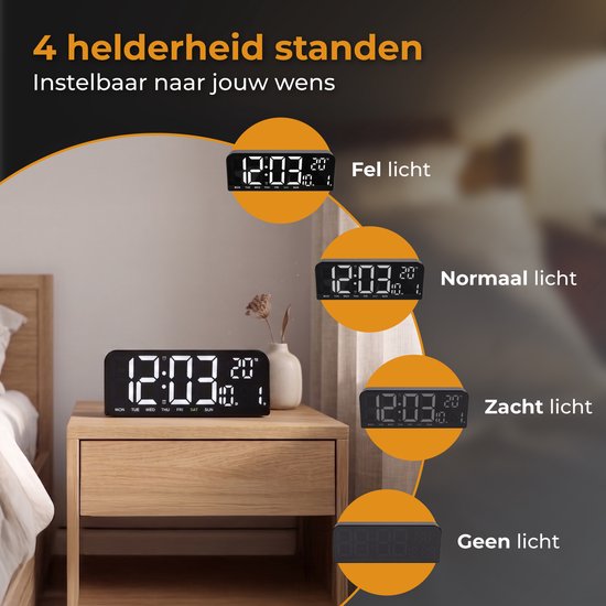 Nuvance Digitaler Wecker - Digitale Uhr - Reisewecker für Kinder & Erwachsene - Wecker - LED-Wecker Digital