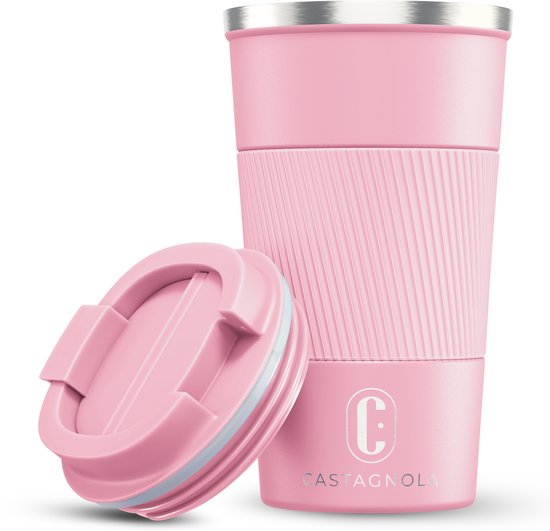 Castagnola Thermobecher – Kaffeebecher zum Mitnehmen – Reisebecher für Kaffee und Tee – Teebecher – 510 ml – Edelstahl – Rosa