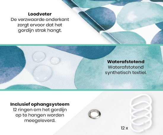 Loti Living Duschvorhang Anti-Schimmel - Ozean - Ringe enthalten - Wasserdicht - Polyester - Duschvorhang 180x200 cm
