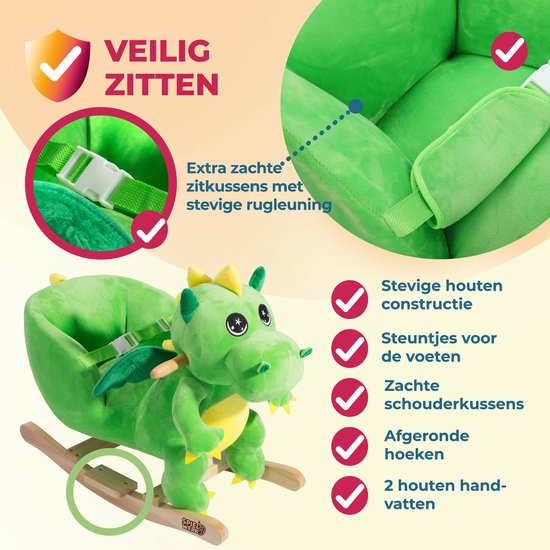 Spielwerk Schaukelstuhl Kinder Dino mit Sicherheitsgurt