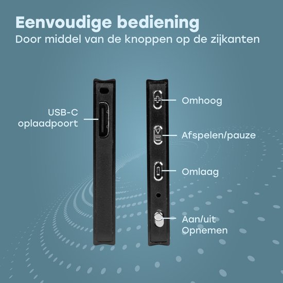 Audyn Voice Recorder - 200 Stunden Audioaufnahme - Fernabhörgerät - Diktiergerät - 360° HD-Aufnahmen - 16GB - Schwarz