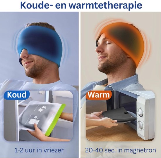 Caresense Migräne-Maske - Migräne-Mütze - Kopfschmerz-Maske - Wärme- und Kältetherapie - Wärme-/Kältepackung - 600 Gramm