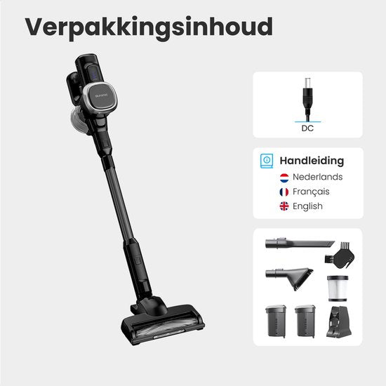 Auronic Stick Staubsauger - Kabellos - Beutellos - Akkubetrieben - Selbstständig - 220W - Extra Akku - Staubsauger - Schwarz