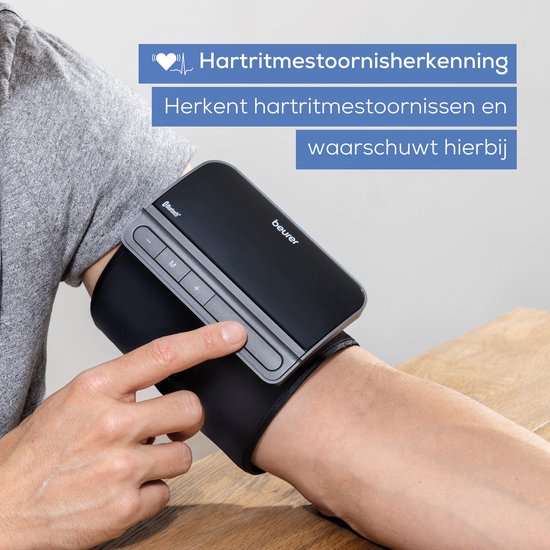 Beurer BM 81 Smart Oberarm-Blutdruckmessgerät – Integrierte EasyLock-Manschette 24–40 cm – Bluetooth® – Risikoindikator – Inflation Technology - Speicher für 2 Benutzer - Unregelmäßiger Herzschlag - Kostenlose App: Health Manager Pro - 5 Jahre Garantie