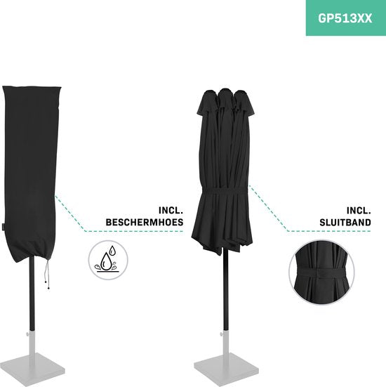 VONROC - Premium Sonnenschirm Iseo - 460x270cm - Doppelter Sonnenschirm - Langlebig - UV-beständiges Tuch - Inkl. Schutzhülle - Anthrazit/Schwarz