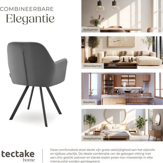 Tectake - Drehstuhl in Samtoptik - Ergonomisch - 180-Grad-Drehung - Anthrazit