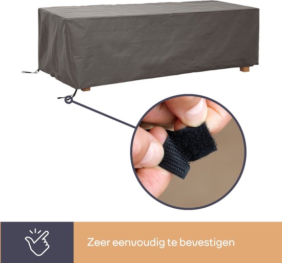 Perel Outdoor-Abdeckung für Tische bis 220 cm, grau, rechteckig, 225 cm x 105 cm x 75 cm