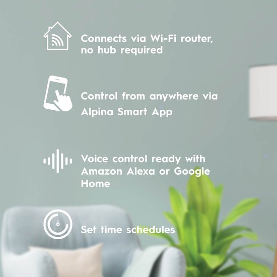 Alpina Smart Home Universal-Fernbedienung - Wifi - Timer - Kompatibel mit Amazon Alexa und Google Home