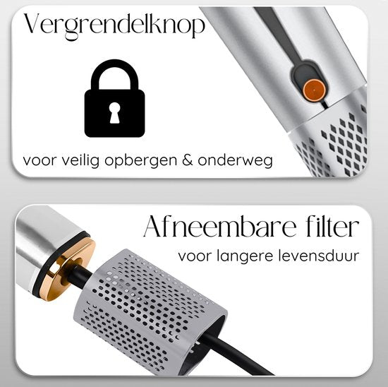 Sansbeauté Sanstraight Glätteisen - 2-in-1 Airstraight - inkl. Haartrockner - 80℃ bis 140℃ - Weiß/Gold