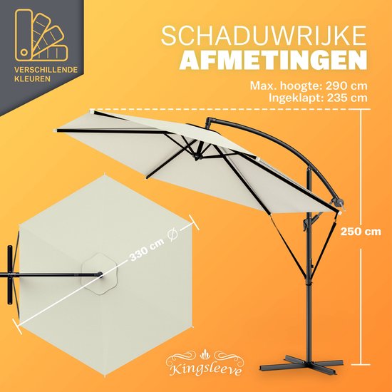 Schwimmender Sonnenschirm Zusammenklappbar - Aluminium Ø330cm UV-Schutz 80+ - Beige