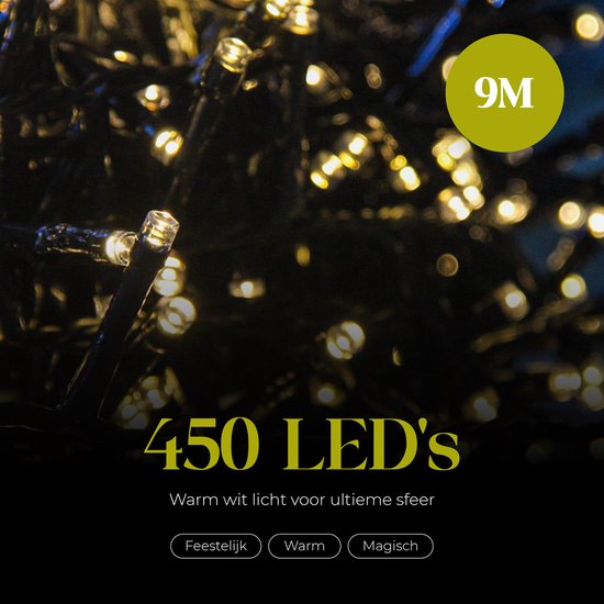 Giftmas Christmas Tree Lights - Weihnachtsbeleuchtung für den Außenbereich - 9M Cluster Lights - 450 warmweiße LEDs - Innen- und Außenbereich - Lichter mit warmer Atmosphäre