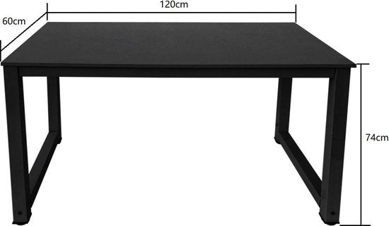 Schreibtisch Computertisch - Küchentisch - Metall Holz - 120 cm x 60 cm - schwarz