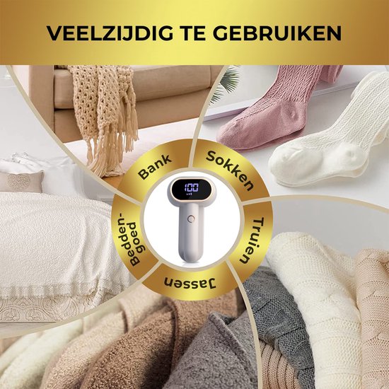 MostEssential Premium Fusselentferner - USB-C Schnellladefunktion - Kabellos - 2000 mAh Akku - 17.000 U/min - Weiß