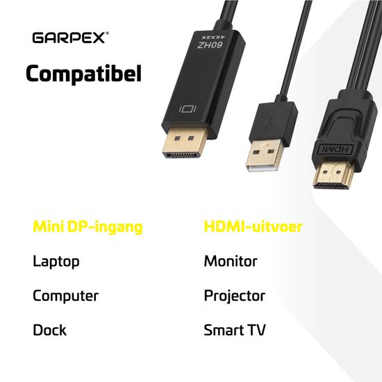 Garpex® HDMI zu DisplayPort Kabel - 4K Ultra HD 60Hz - 1,8 Meter