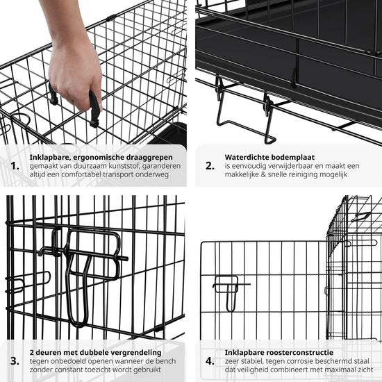 tectake® Hundekäfig - Hundezaunbox - Hundezwinger - Faltbare Hundebox - Stabile Transportbox für Hunde und Welpen - Für Kofferraum, Auto, Camping und Zuhause - 121,5 x 75,5 x 80,5 cm