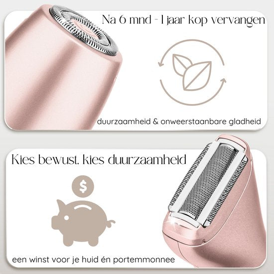 2-in-1 Ladyshave mit Display - Gesicht - Achseln - Beine - Bikinizone - Sansbeauté® - Rasierer Damen - Gesichtshaarentfernung Damen - Trimmer Damen - Ladyshaves Bikini - USB Wiederaufladbar