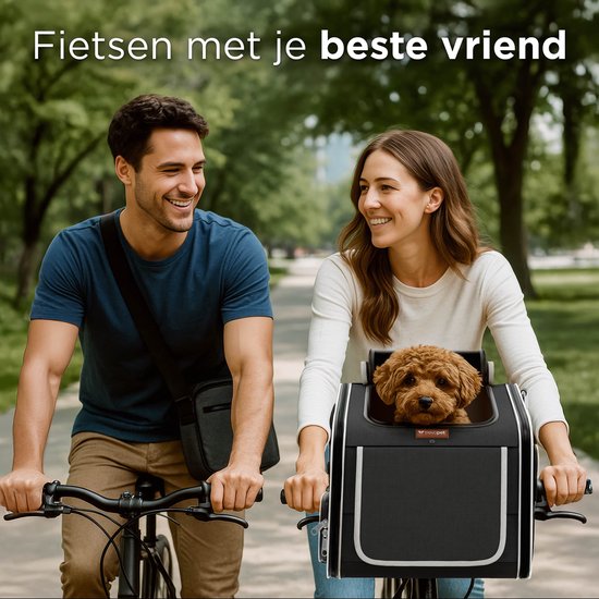 Trevopet® Hundefahrradkorb - 4-in-1 Fahrradkorb Hund, Tragetasche, Rucksack & Autositz - Geeignet für Elektrofahrräder - Für Hunde bis zu 8 kg - Schwarz