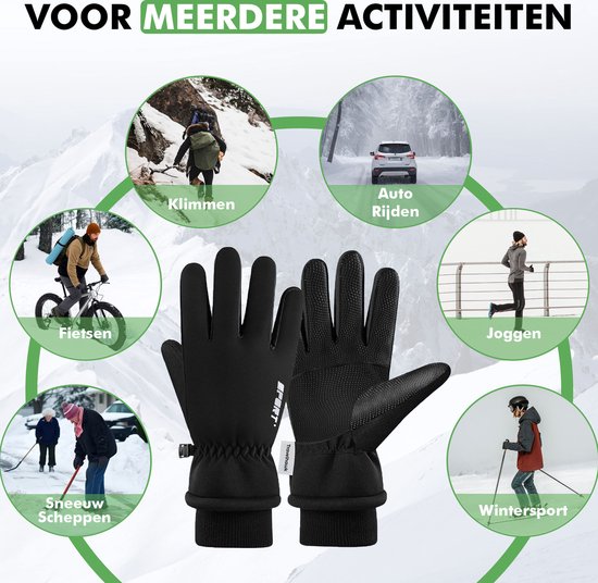 Travelhawk Touchscreen Handschuhe - Extra Warm - Spritzwassergeschützte Handschuhe Herren - Handschuhe Damen - Handschuhe Winter - Scooter/Bike - Schwarz - L/XL