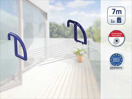 Leifheit Hängetrockengestell Classic 70 - Trockenlänge 7 m Trockenlänge - weiß - blau