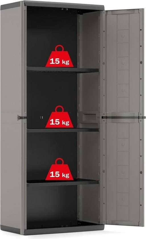 Jolly Hochschrank - 3 Fachböden - 68x39x166 cm - dunkelgrau/schwarz