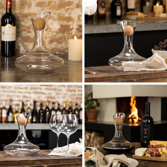 Luxwine® - Dekanter - Weindekanter - 1,45L - Inkl. 1000 Reinigungsperlen - Inkl. Korkverschluss - Dekanter