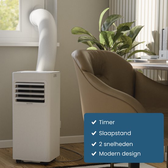 Auronic Mobile Air Conditioner - 9.000 BTU - 3-in-1 - Klimaanlage mit 2 Fensterdichtungs-Kits - Ventilator - Luftentfeuchter - kühlt bis zu 25m² - Weiß
