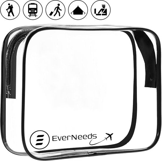 EverNeeds Kulturtasche - Frauen und Männer - Organizer - 1 Stück - Transparent/Schwarz