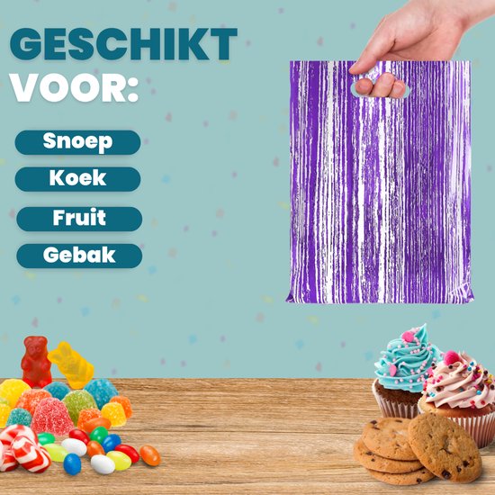 Feestio Partytüten 100 Stück - 17 x 25 cm - Bonbontüten - Leckerli-Tüten Kinderparty - Geschenktüten - Gestreift