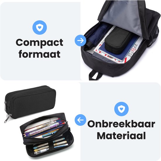 Diydash Federmäppchen - Federtasche - Federmäppchen - Schulmäppchen - Großes Federmäppchen - Schulbedarf - Trousse Scolaire - Für Mädchen, Jungen und Erwachsene - Schwarz