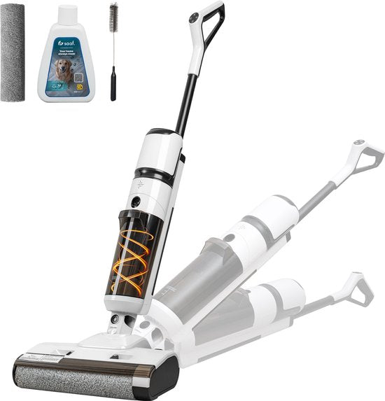 Saaf Floor Cleaner M200 - 45 min Batterie - Elektro-Mop - Stielstaubsauger mit Wischfunktion - Display & Reinigungsstation - Wassersterilisation - Weiß