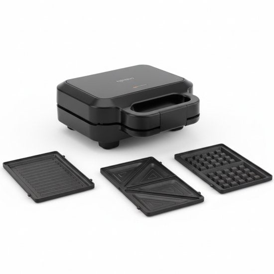 Safecourt Kitchen Toaster - 3-in-1 Toaster, Waffeleisen & Kontaktgrill - PFAS-frei - Spülmaschinenfest - Kompakt - Schnell heiß - Schwarz