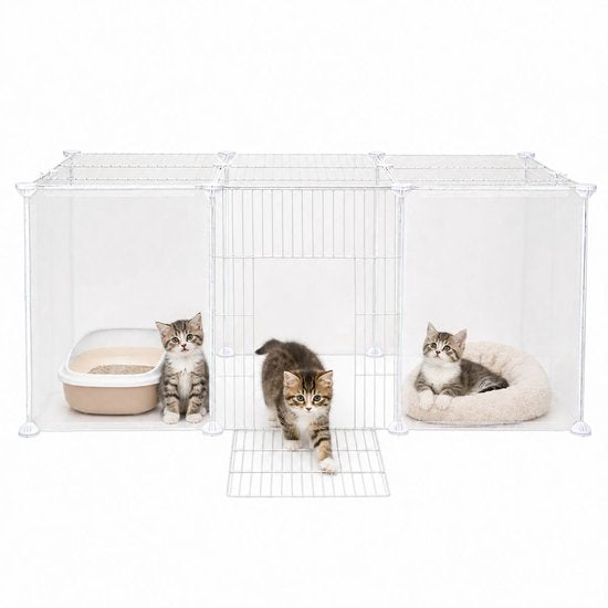 Ceruzo Tierauslauf 12 Paneele - modular - mit Tür - für Kleintiere