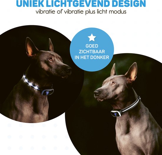 Anti-Bell-Halsband Pro mit LED - Erziehungshalsband ohne Schock - Anti-Bellgerät für kleine und große Hunde - wasserdicht, wiederaufladbar und beleuchtet - Vibration und Audio