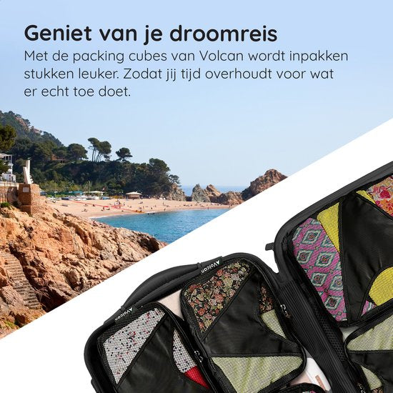 Volcan Packing Cubes - Kofferorganisationsset - 3er Set - für Rucksack & Koffer - Schwarz