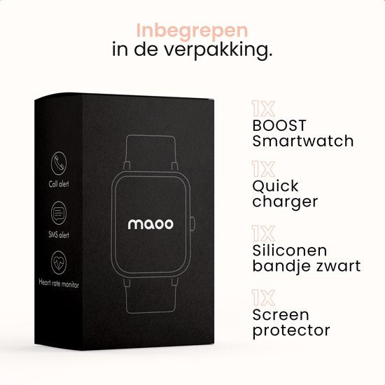 MAOO BOOST Smartwatch - Inkl. Bildschirmschutz - Wasserdicht - Smartwatch Damen Rose Gold - Schrittzähler - Uhr - Pink
