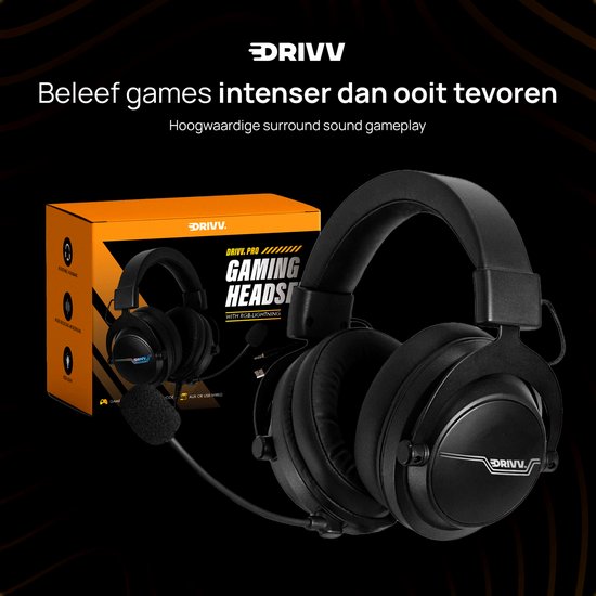 Drivv. PRO Wireless Gaming Headset mit Mikrofon - Bluetooth Game Headset geeignet für PS4, PS5, Xbox Serie und PC - Wireless 2.4GHz