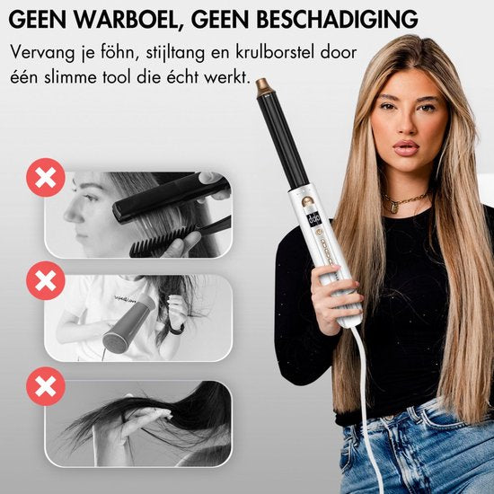 Sansbeauté® 9-in-1 Airstyler mit Diffusor - Multistyler - Haartrocknerbürste kurzes Haar - Lockenstab - Haarstyler - Haartrockner - Wärmebürste - Lockenbürste - Lockenstab - Haarglätter - Stylingbürste - 5 in 1 Hairstyler