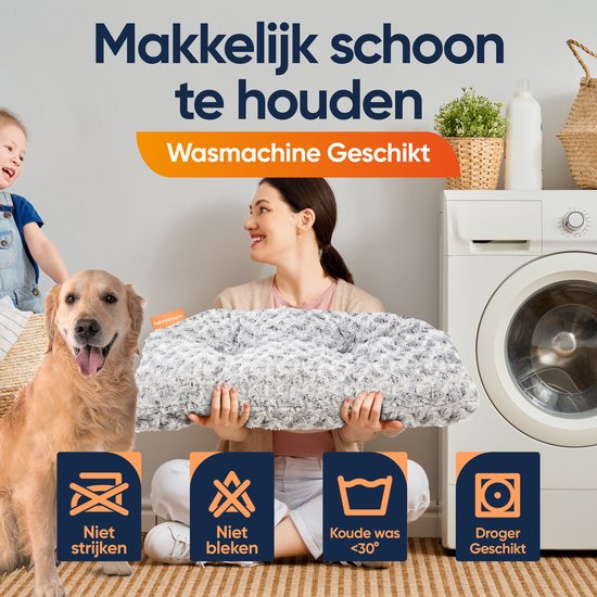 Happysnuts Hundekissen 120x80cm - Extra groß - flauschig - Luxus-Hundebett - Hundebett - waschbar - grau