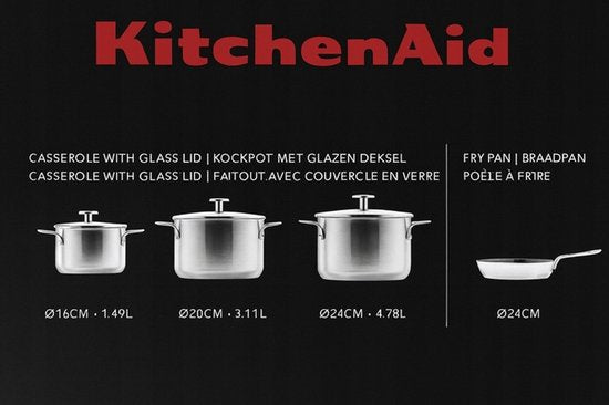 KitchenAid Edelstahl-Pfannenset 7-teilig | Edelstahl / INOX - PFAS-frei