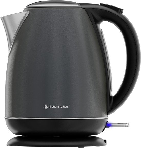 KitchenBrothers Wasserkocher - Elektrisch - 1.7L - Mit Kalkfilter - Titanium Grau/RVS